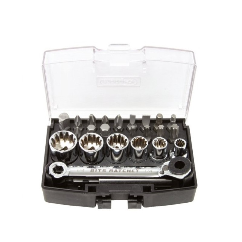 1/4 SOCKET WRENCH SET AND GEARplus BITS (25 pcs) - KS TOOLS 916.2010