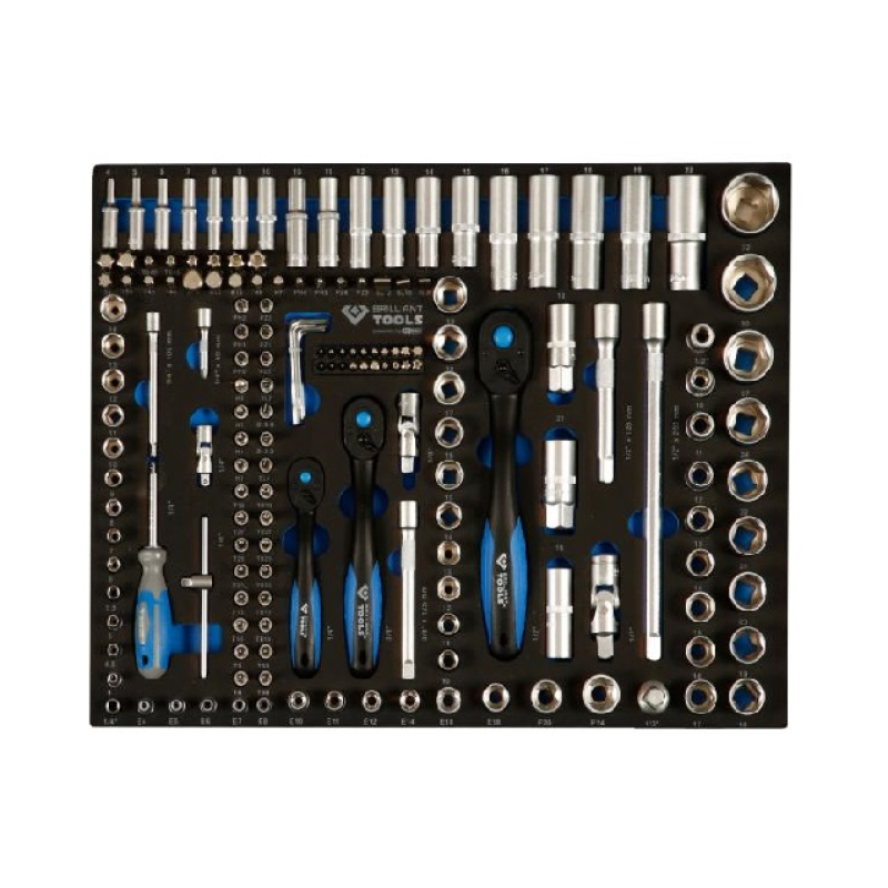 Foam module with 170 socket wrenches - Brilliant tools BT158170